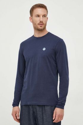 North Sails longsleeve din bumbac culoarea albastru marin, neted