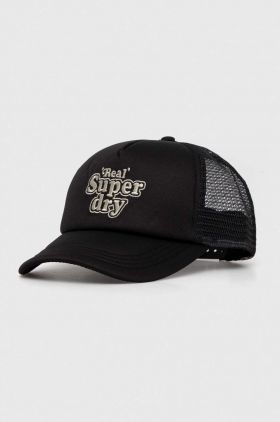 Superdry sapca culoarea negru, cu imprimeu