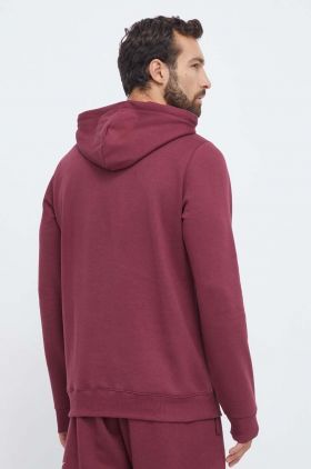 Reebok bluza barbati, culoarea bordo, cu glugă, cu imprimeu