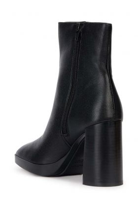 Geox cizme de piele D TEULADA C femei, culoarea negru, cu toc drept, D36VLC 000LM C9999