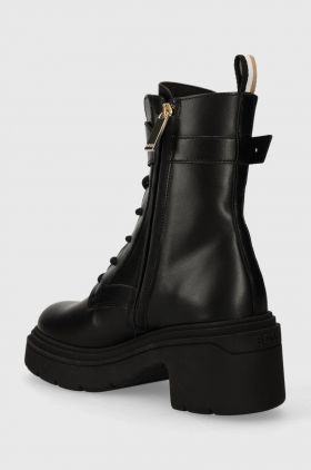 BOSS bocanci de piele Carol femei, culoarea negru, cu toc drept, 50503747