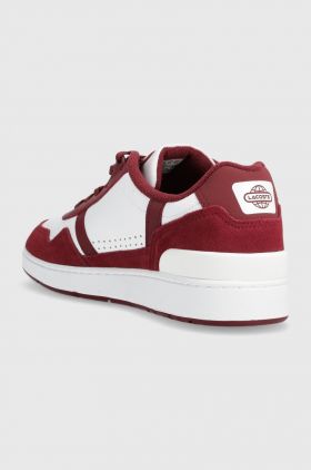 Lacoste sneakers din piele Graphic Print T-Clip culoarea bordo, 46SMA0070