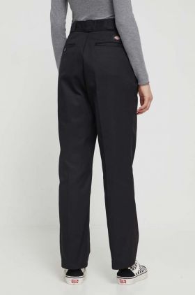 Dickies pantaloni 874 femei, culoarea negru, drept, high waist