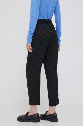 Sisley pantaloni femei, culoarea negru, fason tigareta, high waist