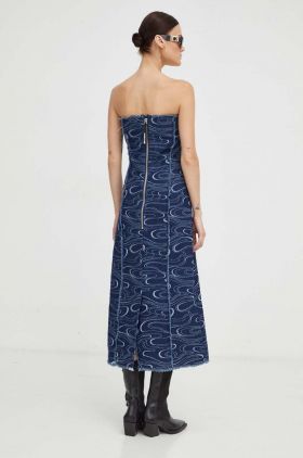 Résumé rochie jeans Tacoma culoarea albastru marin, midi, mulata