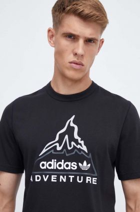 adidas Originals tricou din bumbac ADV VOLCANO culoarea negru, cu imprimeu