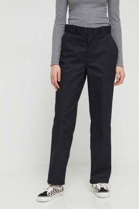 Dickies pantaloni 874 femei, culoarea negru, drept, high waist