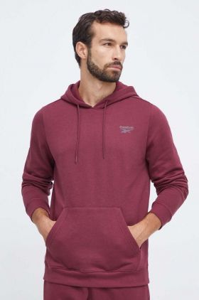 Reebok bluza barbati, culoarea bordo, cu glugă, cu imprimeu