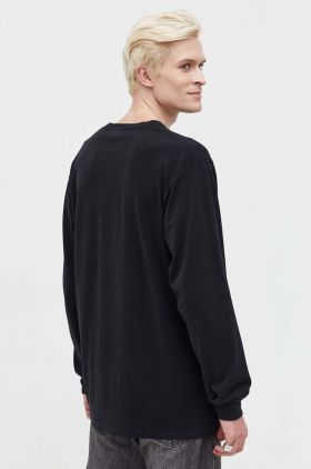 Vans longsleeve din bumbac culoarea negru, neted