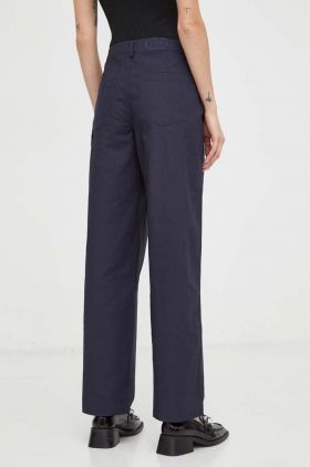 Résumé pantaloni Tala femei, culoarea albastru marin, lat, high waist