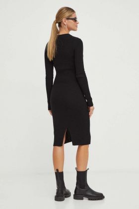 Marc O'Polo rochie din amestec de lana DENIM culoarea negru, mini, mulata