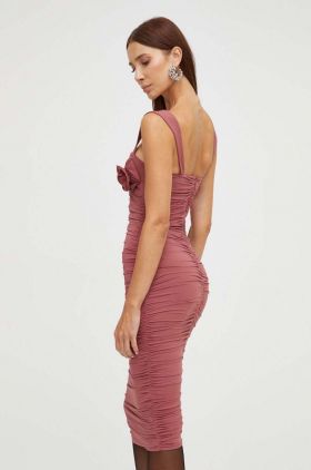 Bardot rochie culoarea bordo, mini, mulata