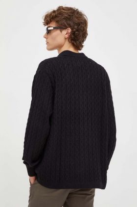 Les Deux cardigan din lana culoarea negru