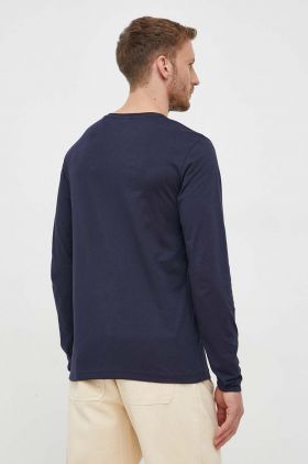 Gant longsleeve din bumbac culoarea albastru marin, neted