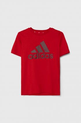 adidas tricou de bumbac pentru copii culoarea rosu, cu imprimeu