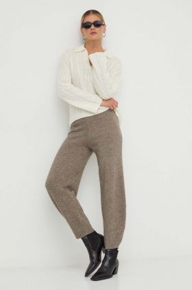 By Malene Birger pantaloni de lana Tevah culoarea bej, high waist