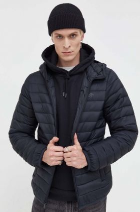 Hollister Co. geaca barbati, culoarea negru, de tranzitie