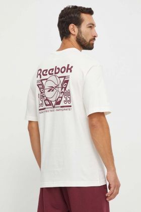 Reebok Classic tricou din bumbac Basketball culoarea bej, cu imprimeu