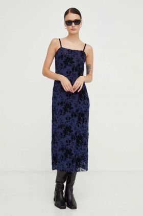 Résumé rochie culoarea albastru marin, midi, mulata