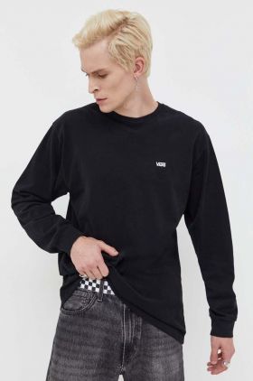 Vans longsleeve din bumbac culoarea negru, neted