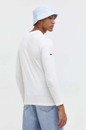 Superdry longsleeve din bumbac culoarea alb, neted