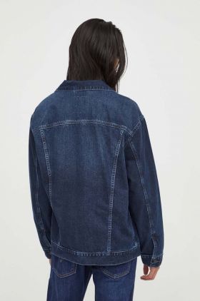 Levi's geaca jeans barbati, culoarea albastru marin, de tranzitie, oversize