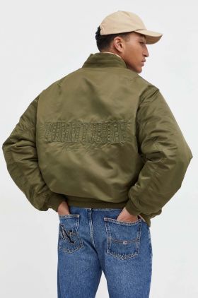 Tommy Jeans geacă bomber culoarea verde, de tranzitie