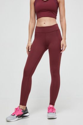 Reebok leggins de antrenament Lux Collection culoarea bordo, neted