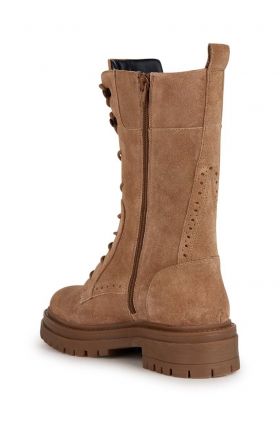 Geox bocanci din piele intoarsa D IRIDEA E femei, culoarea bej, cu toc plat, D36HRE 00023 C6018