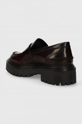 Marc O'Polo mocasini de piele femei, culoarea bordo, cu platforma, 30817213202135 MM2M3047