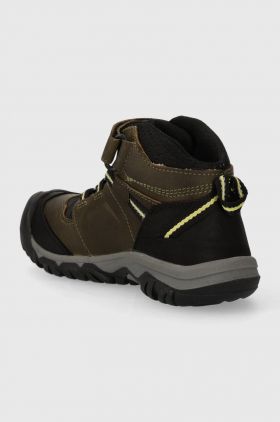 Keen cizme de iarna pentru copii din piele intoarsa Ridge Flex Mid culoarea verde