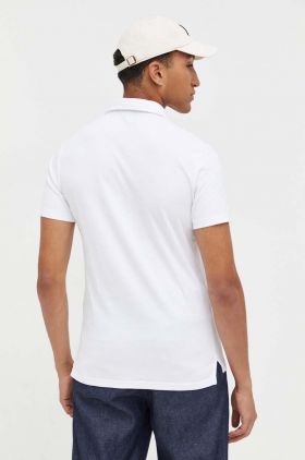 Superdry polo de bumbac culoarea alb, neted