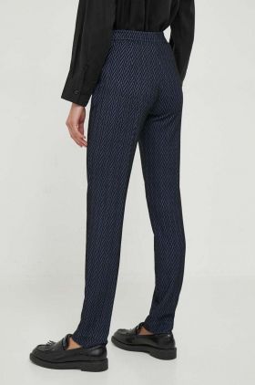 Emporio Armani pantaloni din lana culoarea albastru marin, mulata, high waist