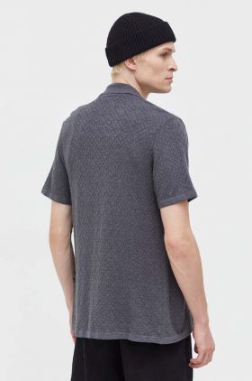 Hollister Co. camasa barbati, culoarea gri, regular