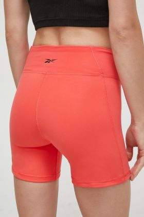 Reebok pantaloni scurți de antrenament LUX COLLECTION culoarea roz, neted, medium waist