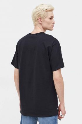 Vans tricou din bumbac culoarea negru, cu imprimeu