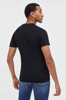 Superdry tricou din bumbac culoarea negru, neted