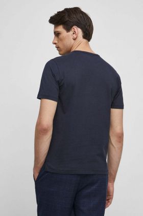 Medicine tricou din bumbac culoarea albastru marin, neted