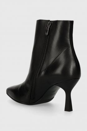 Wojas cizme de piele femei, culoarea negru, cu toc cui, 5520751