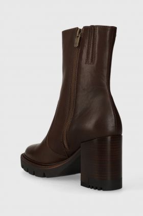 Wojas cizme de piele femei, culoarea maro, cu toc drept, izolare usoara, 5522552