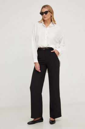 Answear Lab pantaloni femei, culoarea negru, drept, high waist