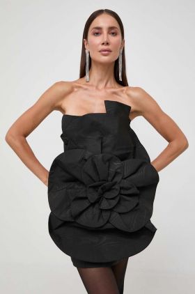 Bardot rochie culoarea negru, mini, mulata