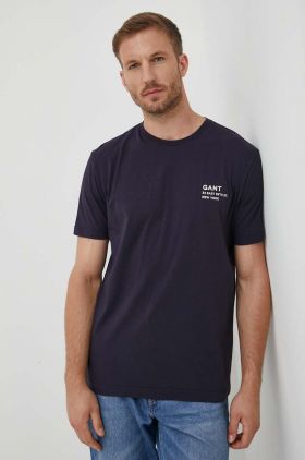 Gant tricou din bumbac culoarea albastru marin, cu imprimeu