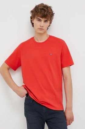 Levi's tricou din bumbac culoarea rosu, neted