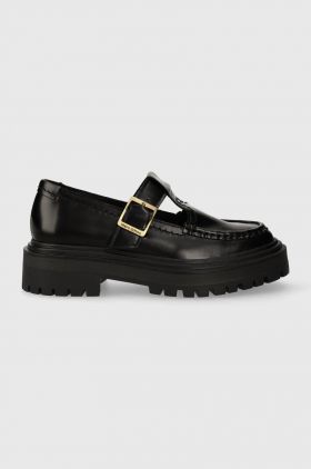 Marc O'Polo mocasini de piele femei, culoarea negru, cu platforma, 30817213204135 MM2M3048