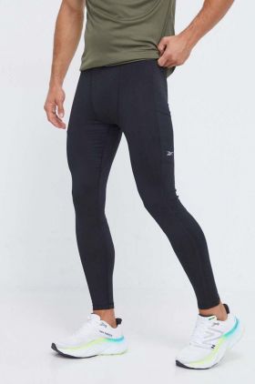 Reebok leggins de alergare Run Base Layer culoarea negru, neted