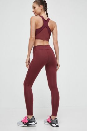 Reebok leggins de antrenament Lux Collection culoarea bordo, neted