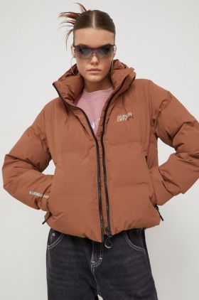 Superdry geaca femei, culoarea maro, de iarna