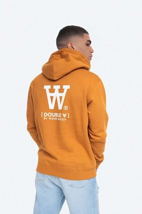 Wood Wood bluză Ian Hoodie Camel 10025605.2424 bărbați, culoarea portocaliu, cu glugă, cu imprimeu