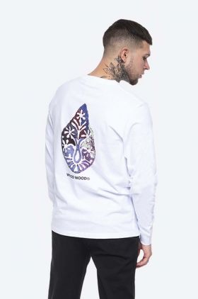 Wood Wood longsleeve din bumbac Mark Paisley Long Sleeve culoarea alb, cu imprimeu 12115401.2489-BRIGHTW